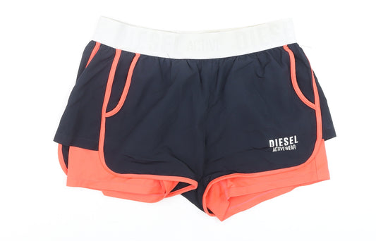 Diesel Activewear Men's Navy & Coral Running Shorts Size S