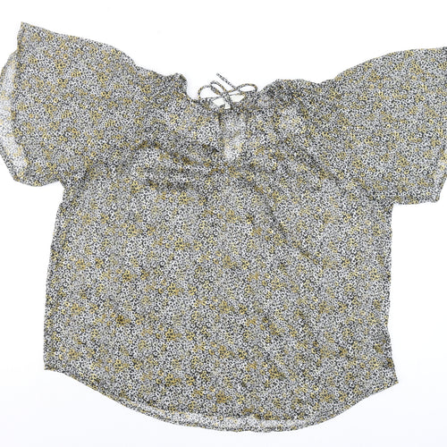 Next Women's Multicoloured Floral Off Shoulder Chiffon Blouse Size 14