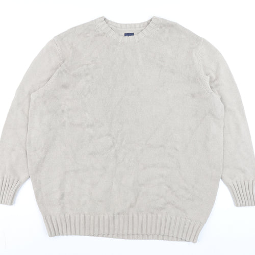 GAP Men's Beige Cotton Crew Neck Pullover Jumper Size M