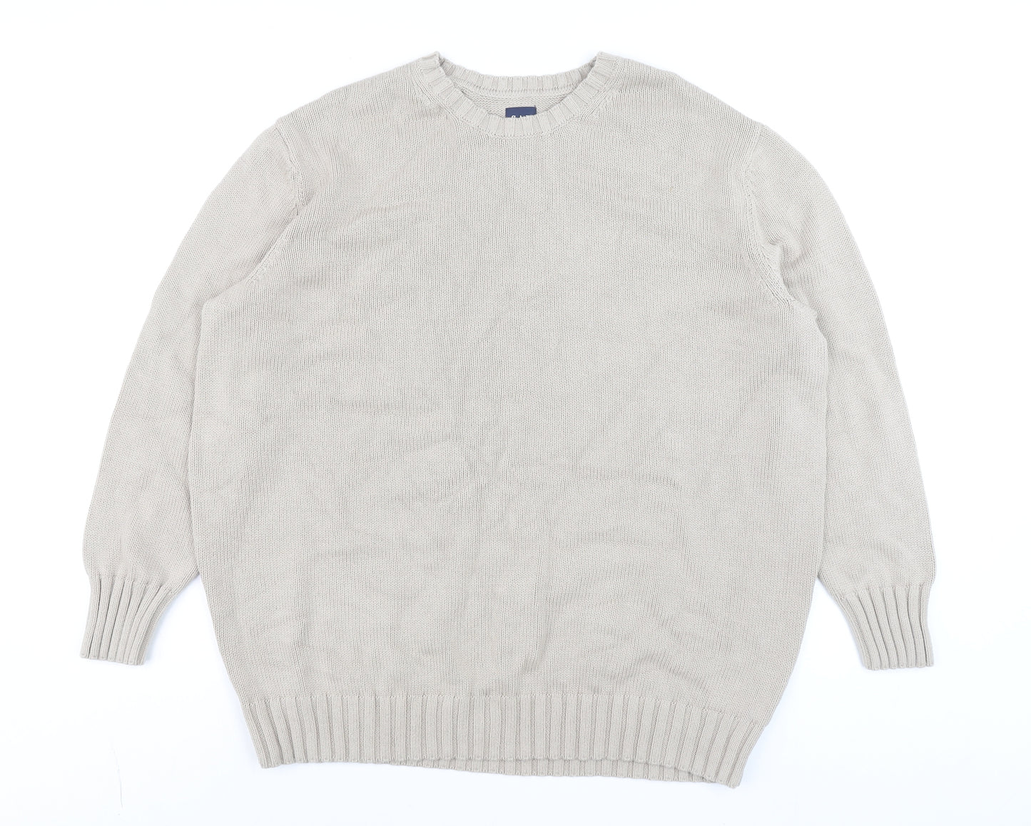 GAP Men's Beige Cotton Crew Neck Pullover Jumper Size M