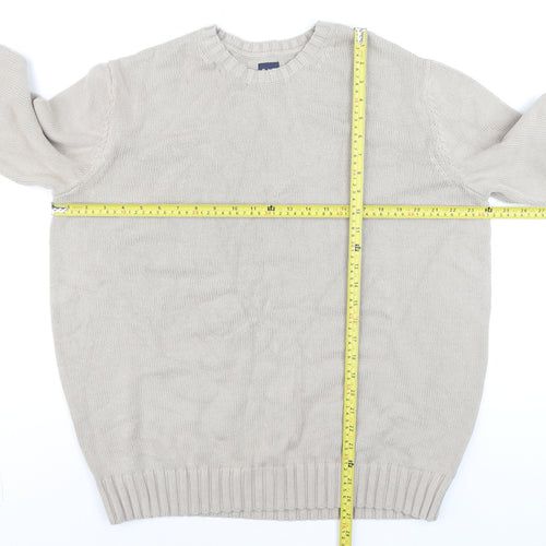 GAP Men's Beige Cotton Crew Neck Pullover Jumper Size M
