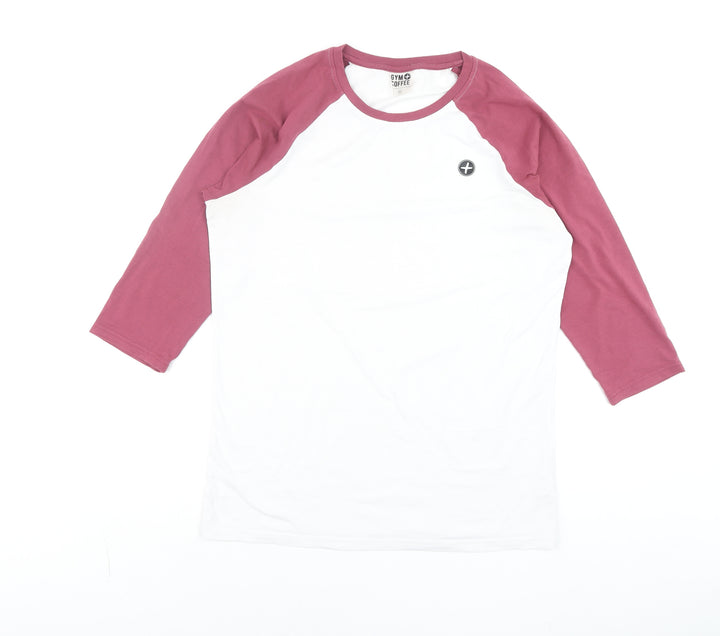 Gym+Coffee Men’s White 3/4 Sleeve Raglan T-Shirt Medium