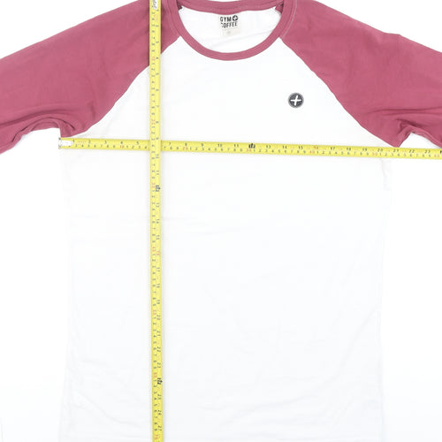 Gym+Coffee Men’s White 3/4 Sleeve Raglan T-Shirt Medium