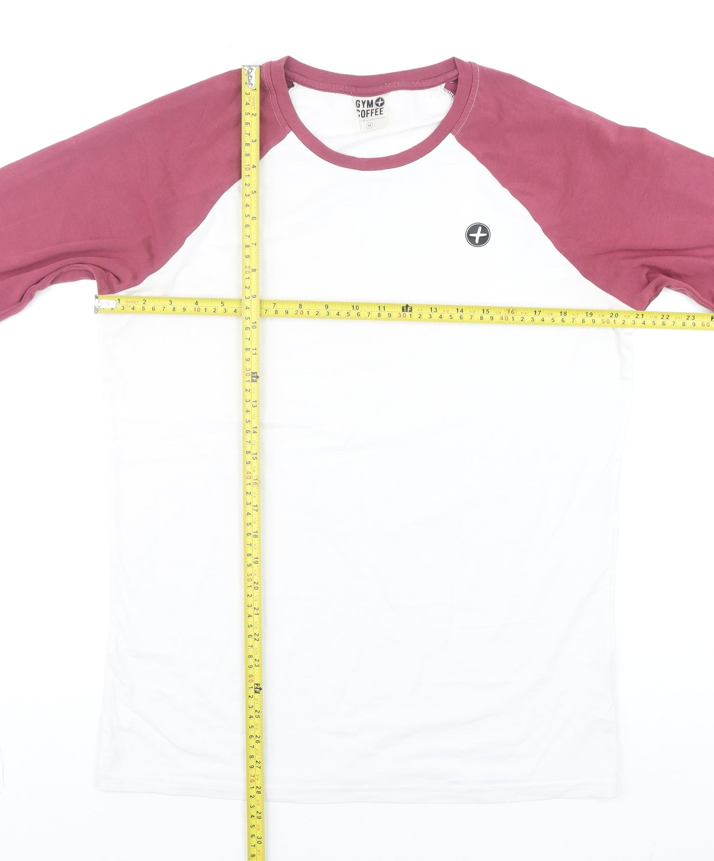 Gym+Coffee Men’s White 3/4 Sleeve Raglan T-Shirt Medium