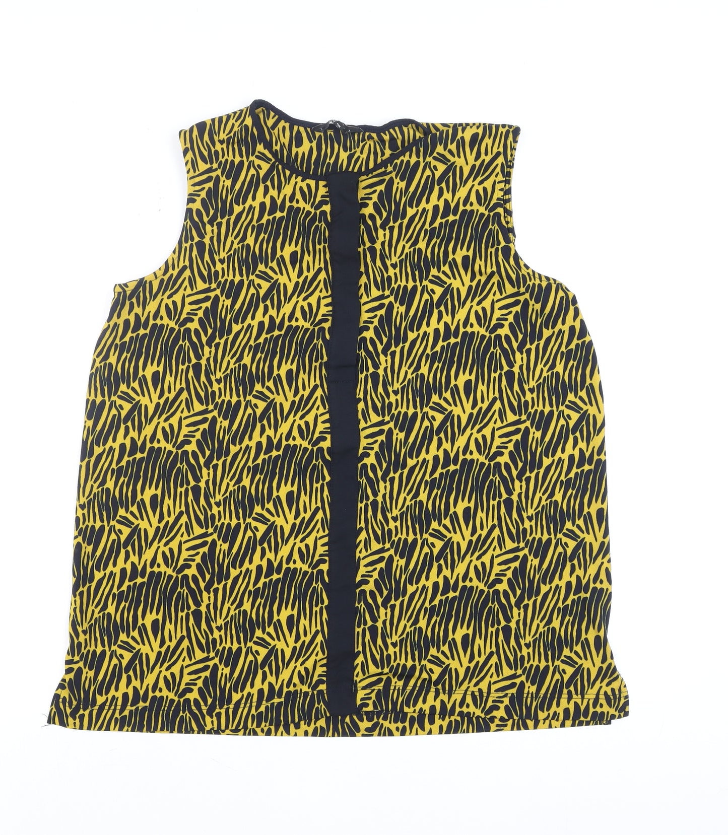 Next Women's Yellow Black Sleeveless Blouse Size 14 Animal Print