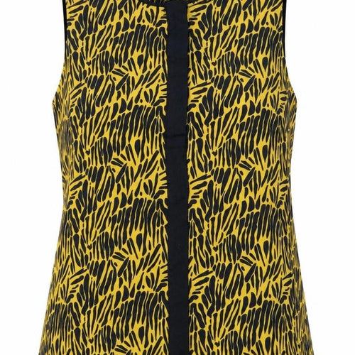 Next Women's Yellow Black Sleeveless Blouse Size 14 Animal Print