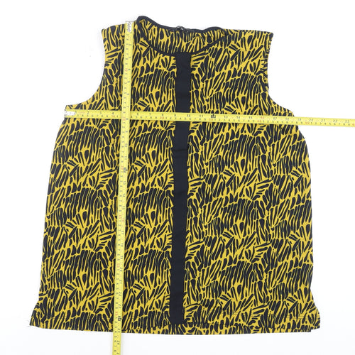 Next Women's Yellow Black Sleeveless Blouse Size 14 Animal Print