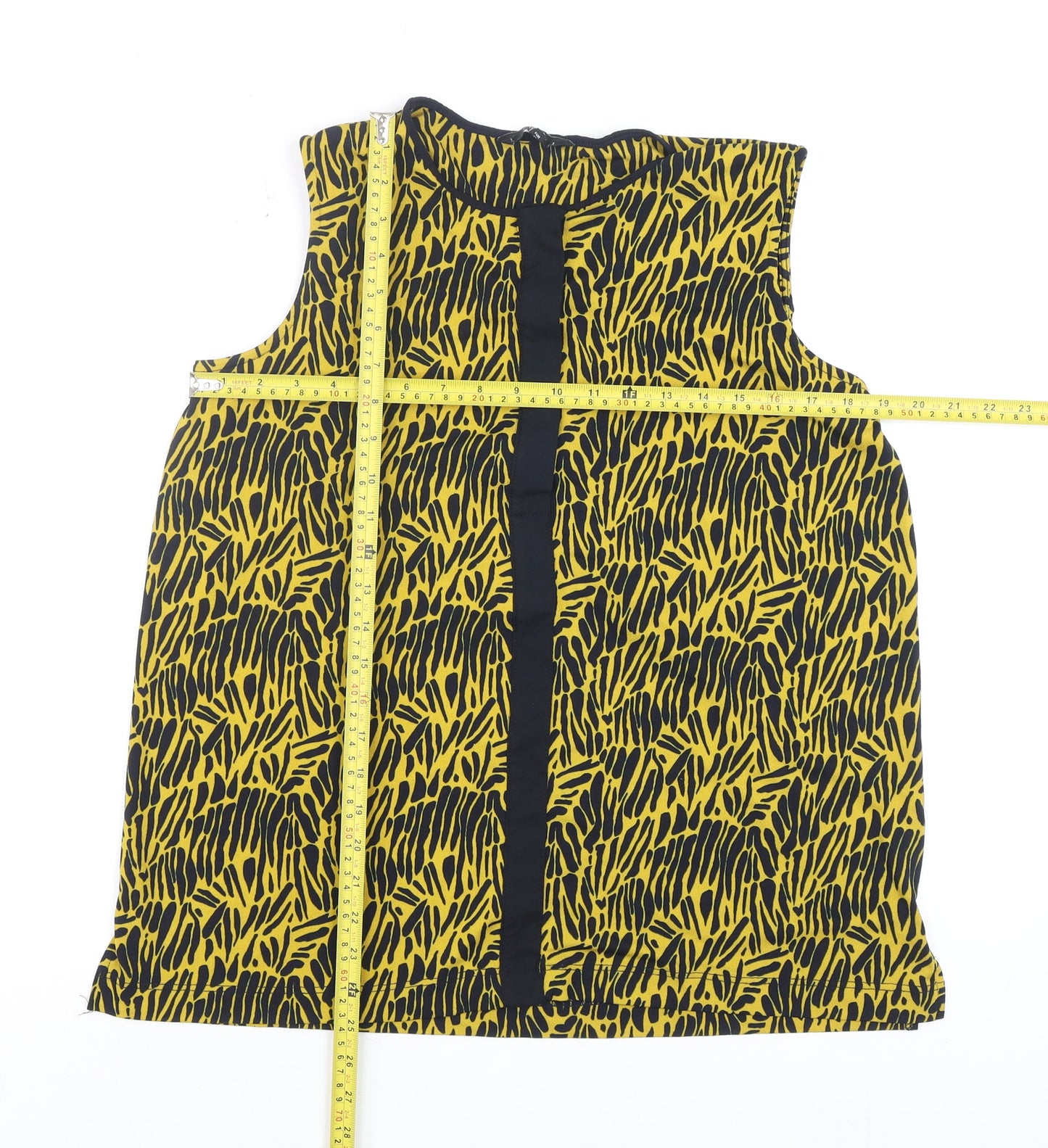 Next Women's Yellow Black Sleeveless Blouse Size 14 Animal Print