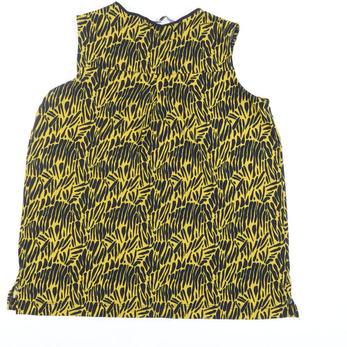 Next Women's Yellow Black Sleeveless Blouse Size 14 Animal Print