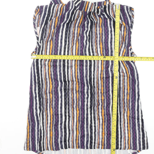 Next Women's Multicoloured Striped Sleeveless Bow Neck Blouse Size 14
