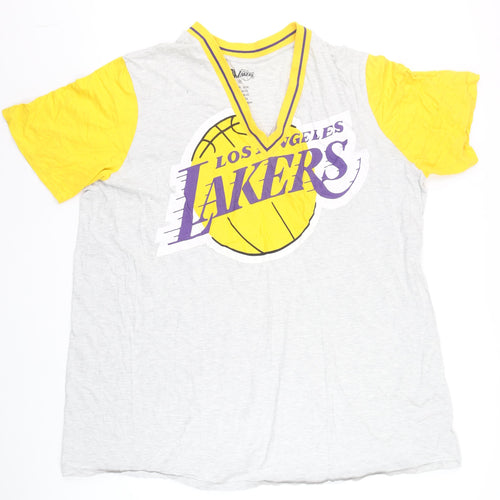 Primark Women’s Grey Los Angeles Lakers 2XL V-Neck T-Shirt