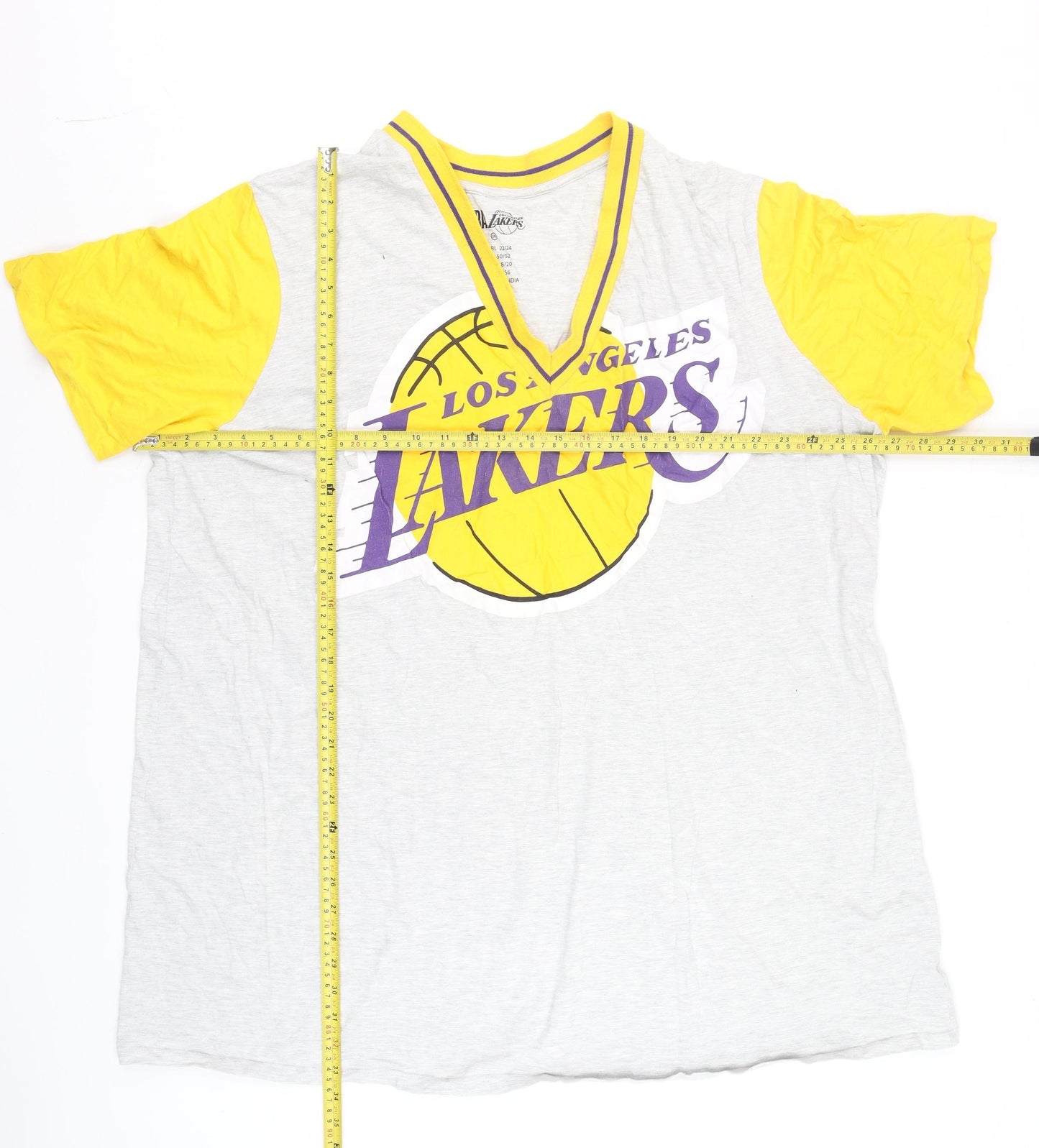 Primark Women’s Grey Los Angeles Lakers 2XL V-Neck T-Shirt
