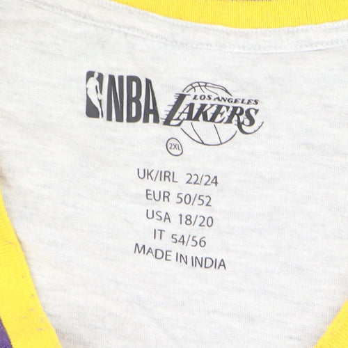 Primark Women’s Grey Los Angeles Lakers 2XL V-Neck T-Shirt
