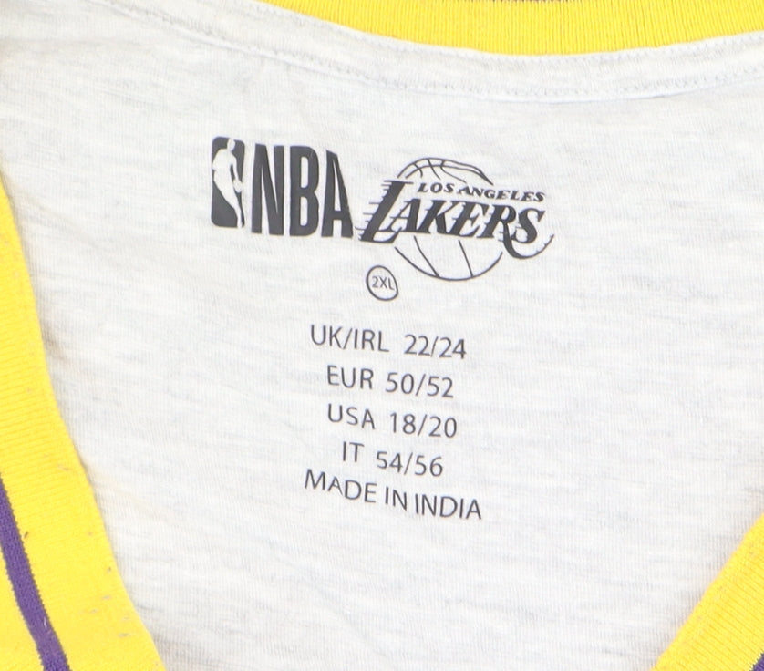 Primark Women’s Grey Los Angeles Lakers 2XL V-Neck T-Shirt