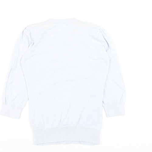 Oasis Women's White Cotton Cable-Knit 3/4 Sleeve Pullover Jumper Size S