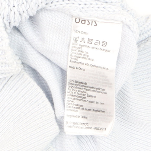 Oasis Women's White Cotton Cable-Knit 3/4 Sleeve Pullover Jumper Size S