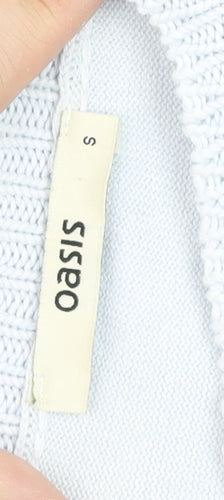 Oasis Women's White Cotton Cable-Knit 3/4 Sleeve Pullover Jumper Size S