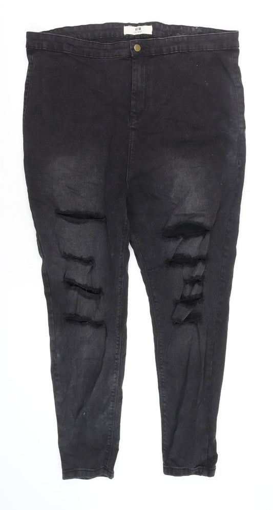 Yours Clothing Women’s Black Size 22 Skinny Distressed Jeans