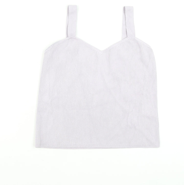 ASOS DESIGN Women Ivory Ribbed Camisole Tank Top UK 14