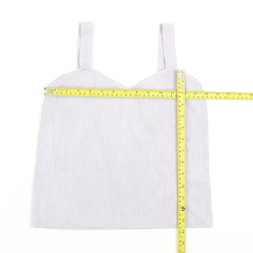 ASOS DESIGN Women Ivory Ribbed Camisole Tank Top UK 14