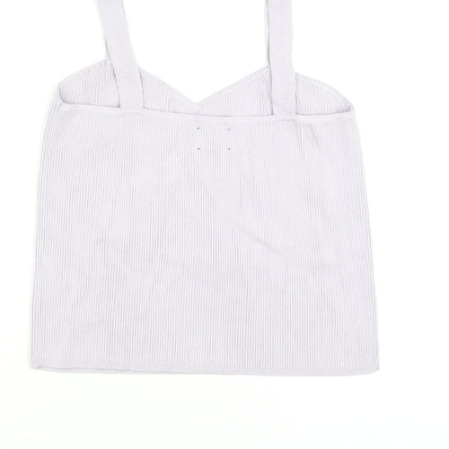 ASOS DESIGN Women Ivory Ribbed Camisole Tank Top UK 14