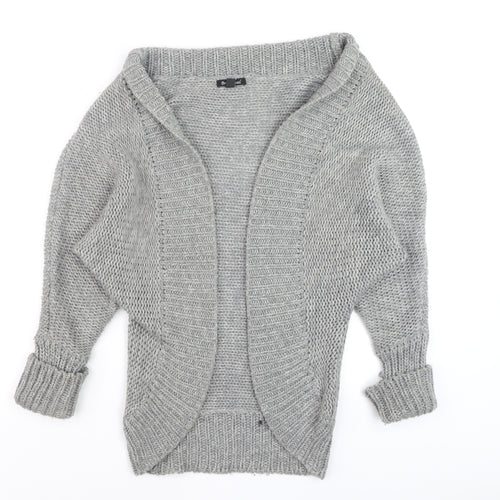 Brave Soul Women's Grey Chunky Knit Open Cardigan S Relaxed Fit