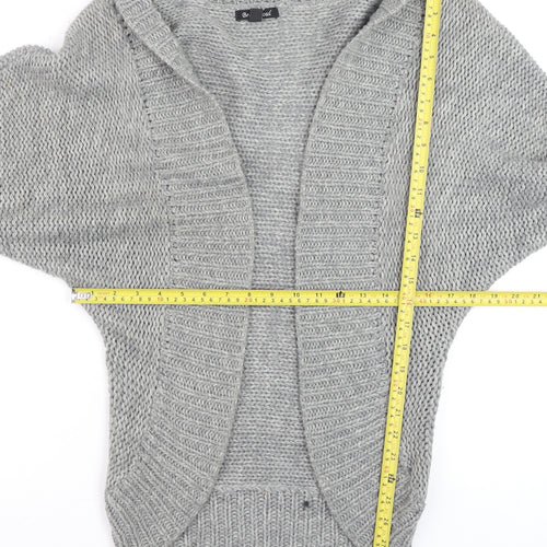 Brave Soul Women's Grey Chunky Knit Open Cardigan S Relaxed Fit