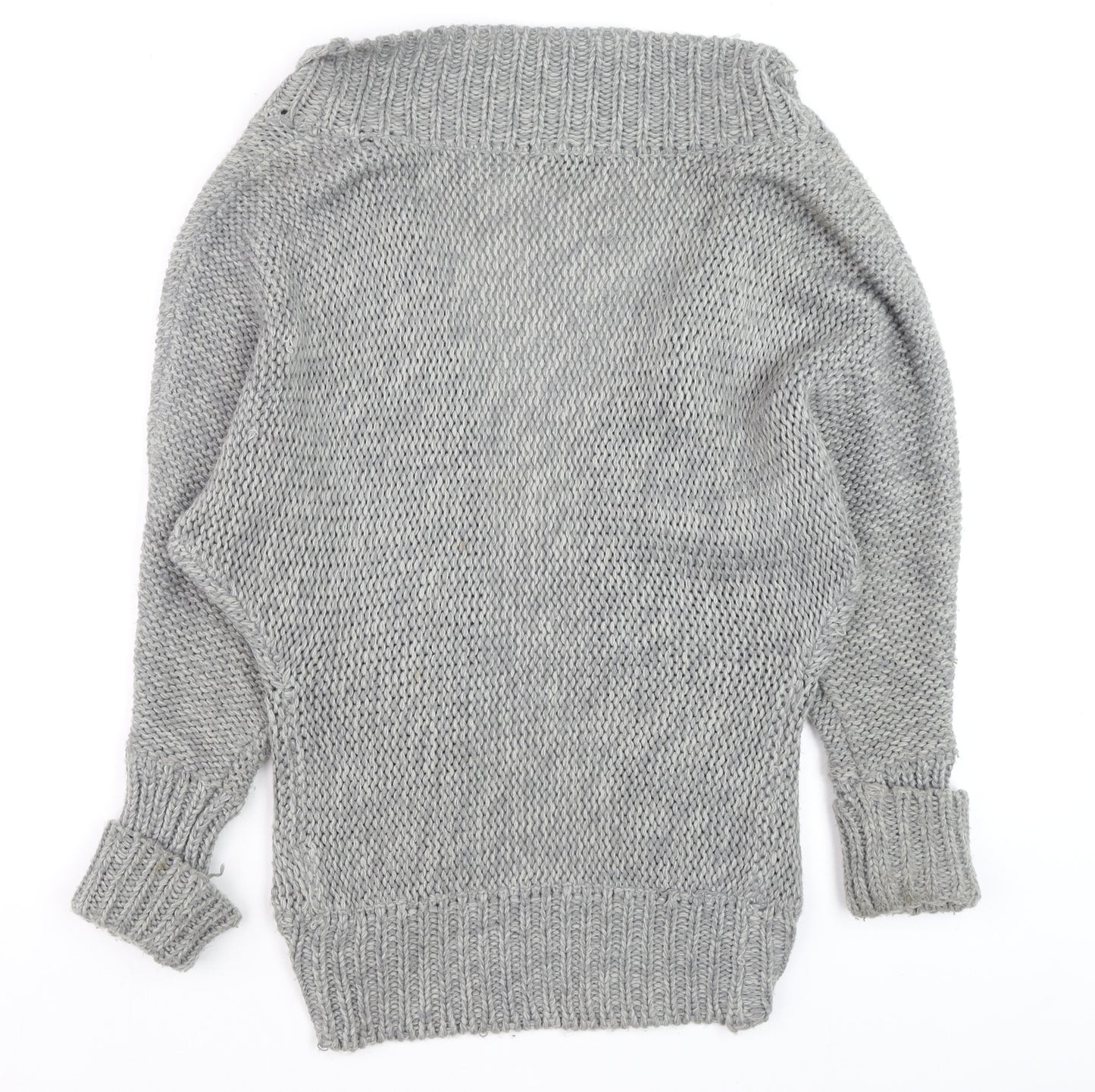Brave Soul Women's Grey Chunky Knit Open Cardigan S Relaxed Fit