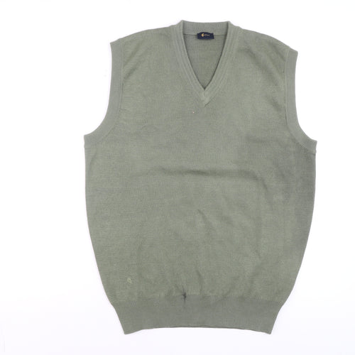 Gabicci Mens Green Wool Blend Sleeveless V-Neck Smart Casual Knit M