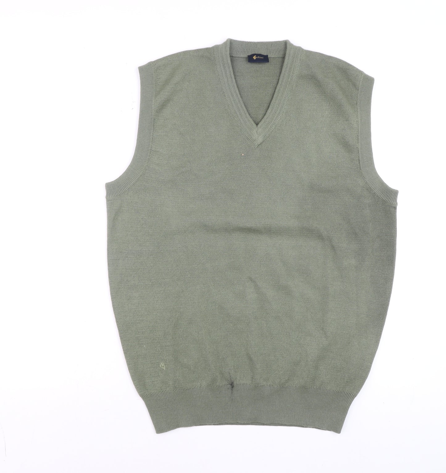 Gabicci Mens Green Wool Blend Sleeveless V-Neck Smart Casual Knit M