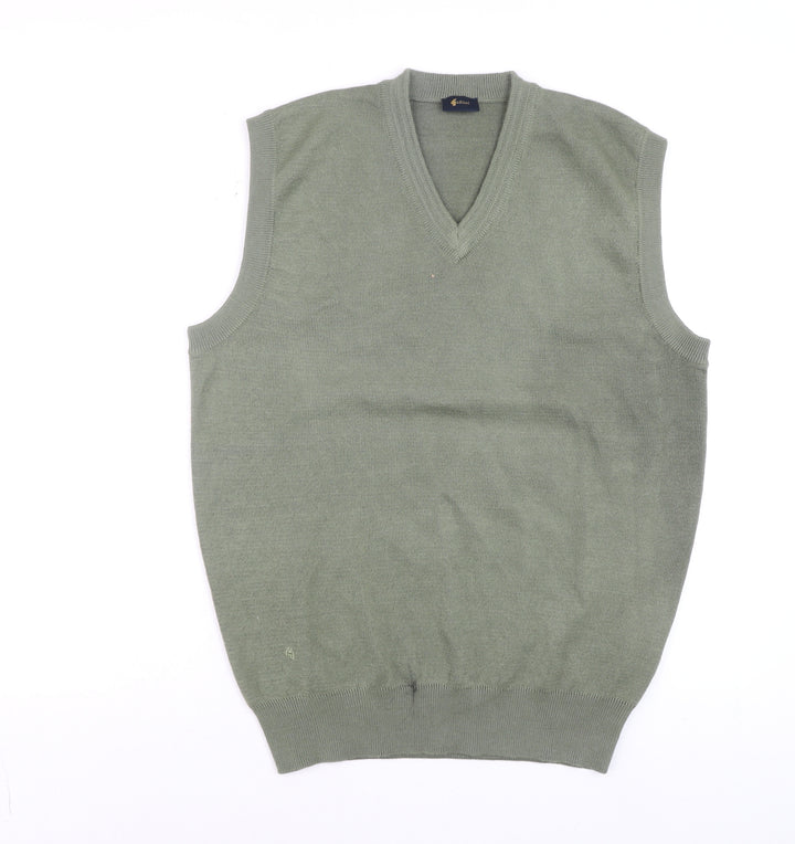 Gabicci Mens Green Wool Blend Sleeveless V-Neck Smart Casual Knit M