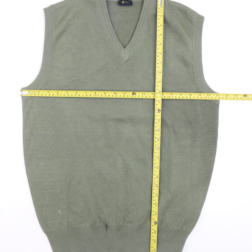 Gabicci Mens Green Wool Blend Sleeveless V-Neck Smart Casual Knit M