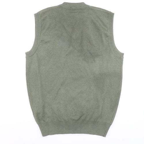 Gabicci Mens Green Wool Blend Sleeveless V-Neck Smart Casual Knit M