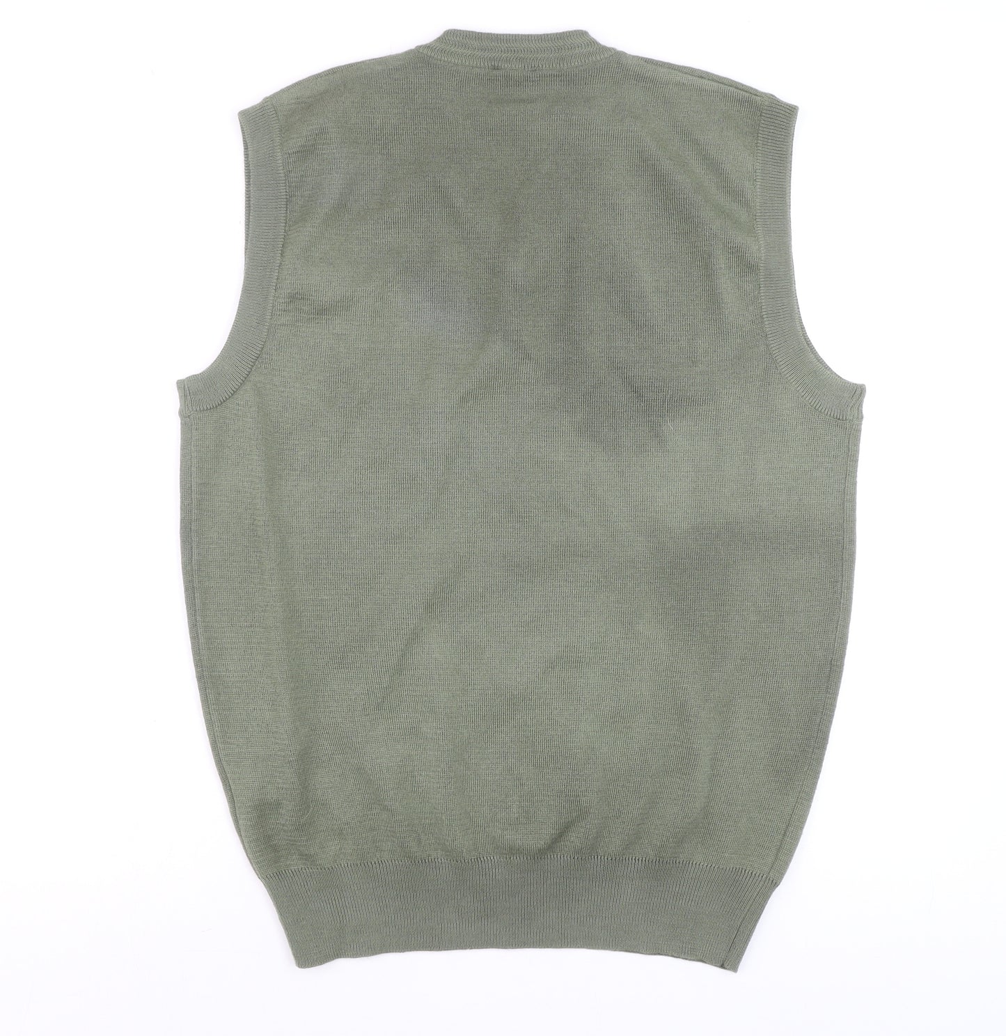 Gabicci Mens Green Wool Blend Sleeveless V-Neck Smart Casual Knit M