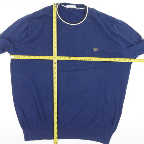 Lacoste Men Blue XL Crew Neck Cotton Knit Jumper