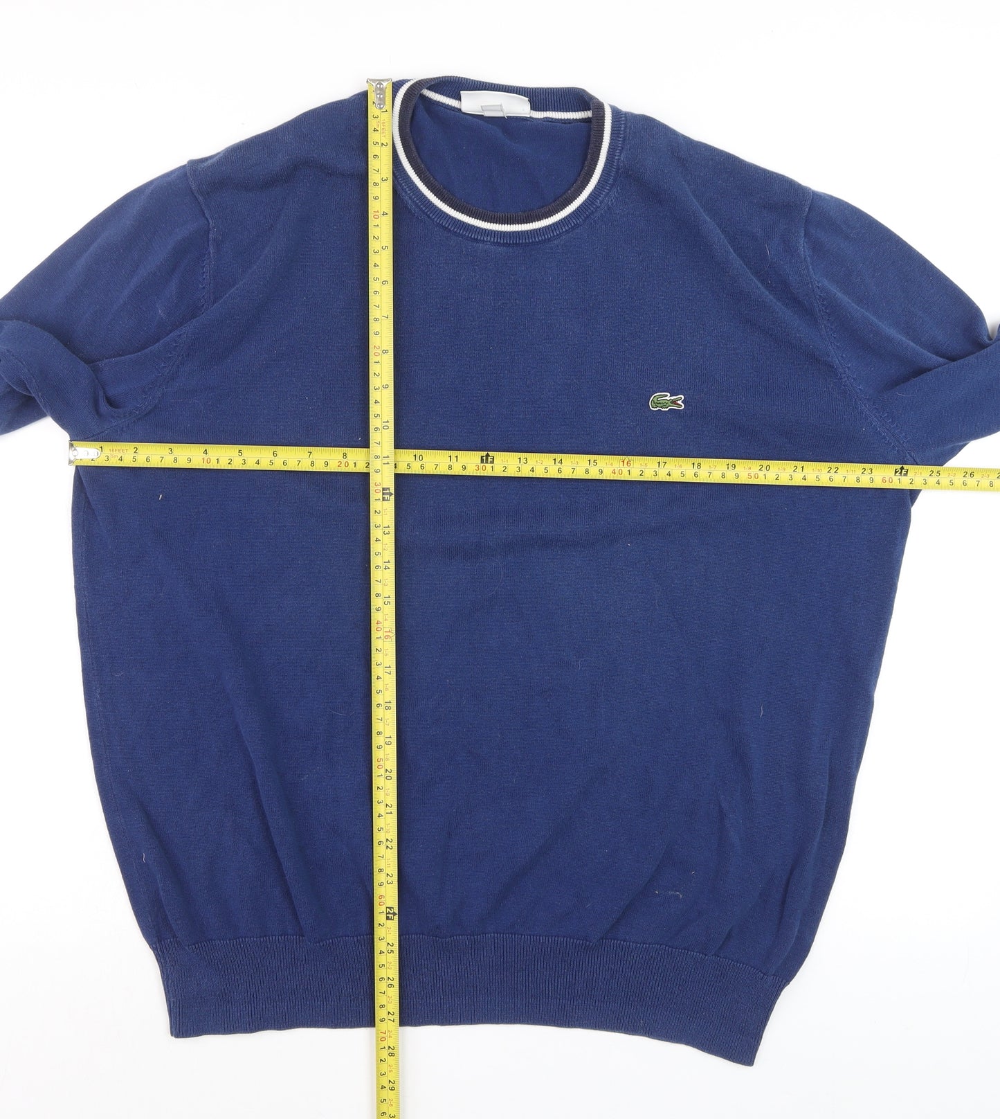 Lacoste Men Blue XL Crew Neck Cotton Knit Jumper
