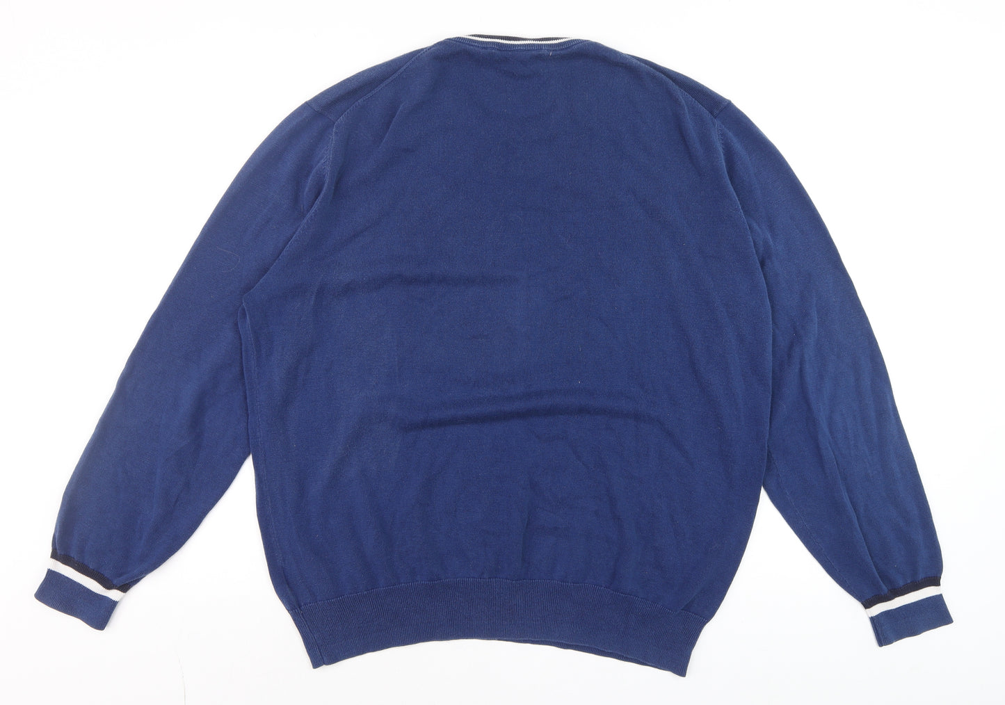 Lacoste Men Blue XL Crew Neck Cotton Knit Jumper