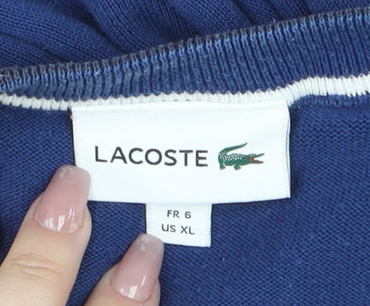 Lacoste Men Blue XL Crew Neck Cotton Knit Jumper