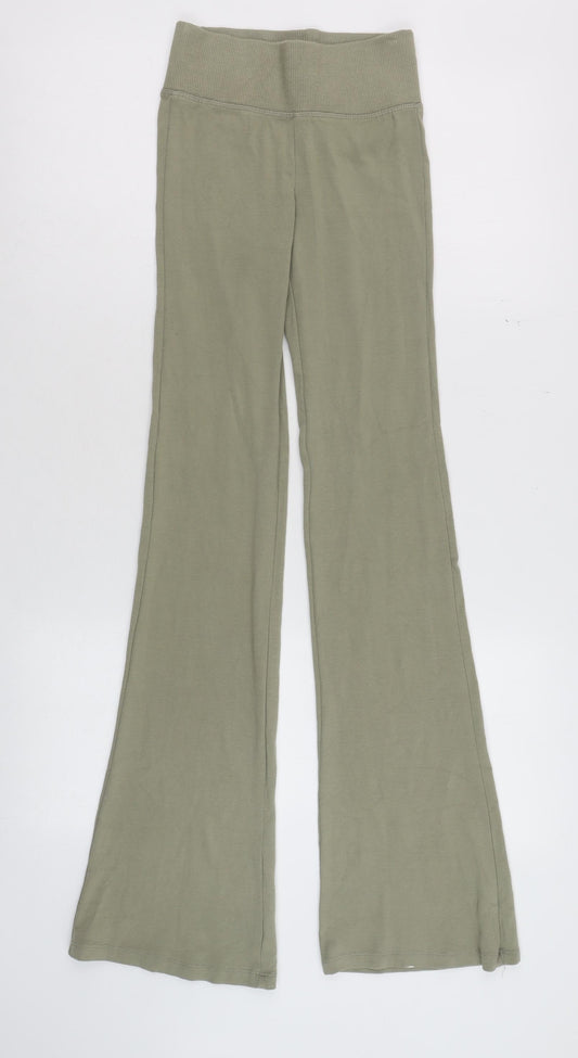 Bershka Women’s Green Flared Yoga Trousers XS