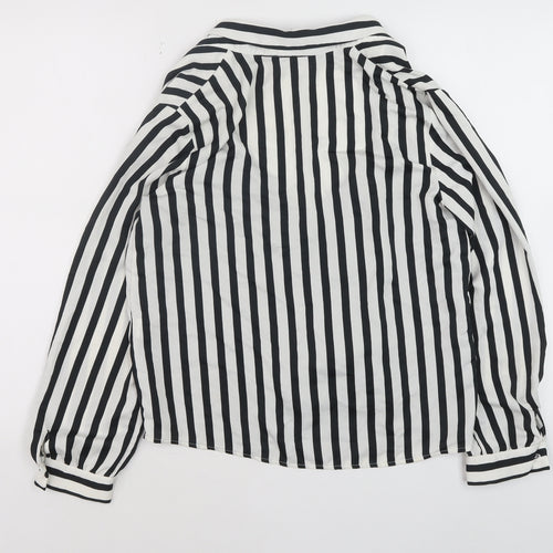 ZARA Women Black White Striped Wrap Blouse Size S
