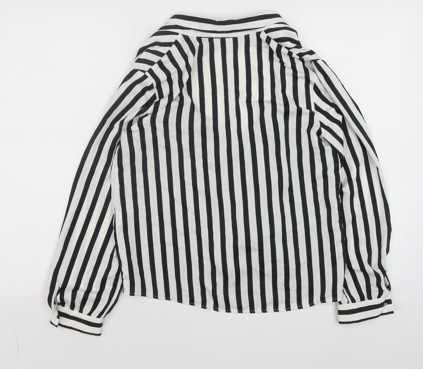 ZARA Women Black White Striped Wrap Blouse Size S