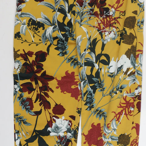 Next Women’s Yellow Floral Jogger Trousers Size 10 Polyester