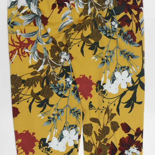 Next Women’s Yellow Floral Jogger Trousers Size 10 Polyester