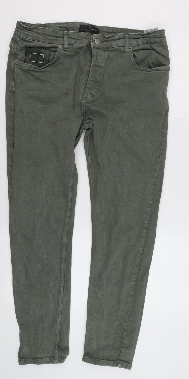 Taydigno Men’s Green Slim Fit Stretch Cotton Skinny Jeans Size 36