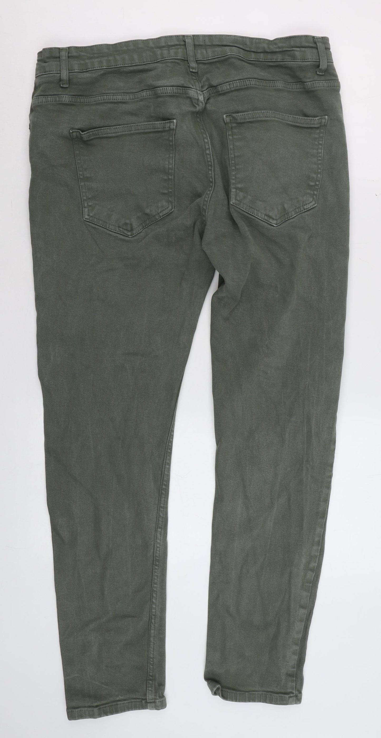Taydigno Men’s Green Slim Fit Stretch Cotton Skinny Jeans Size 36