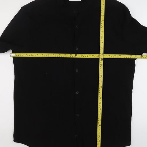 ZARA Women Black Long Sleeve Basic Button-Up Shirt XL