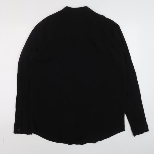 ZARA Women Black Long Sleeve Basic Button-Up Shirt XL