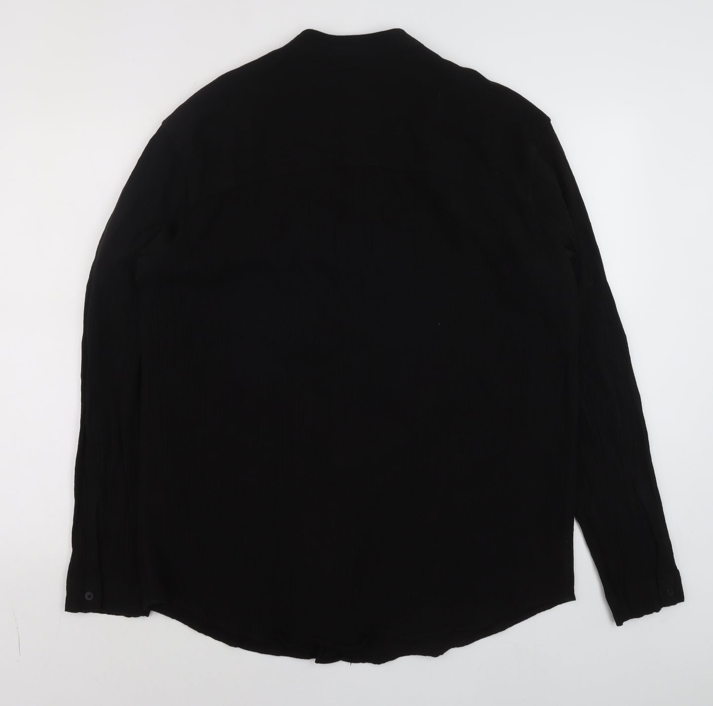 ZARA Women Black Long Sleeve Basic Button-Up Shirt XL