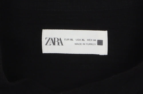 ZARA Women Black Long Sleeve Basic Button-Up Shirt XL