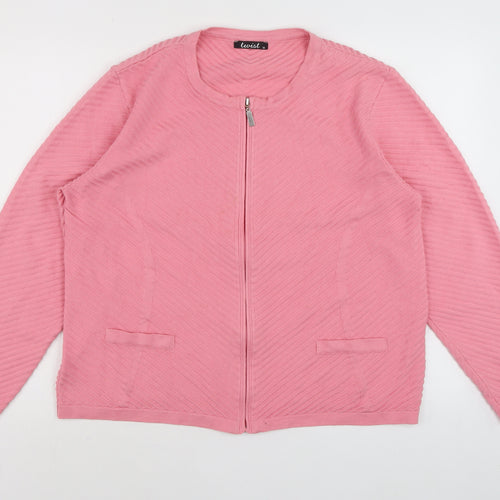 Twist Womens Pink Full Zip Knit Jumper Size 18